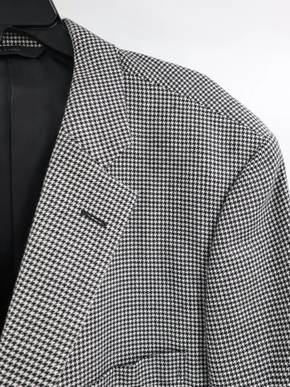 John W Nordstrom Loro Piana sport coat mens 48R Cashmere Houndstooth black white